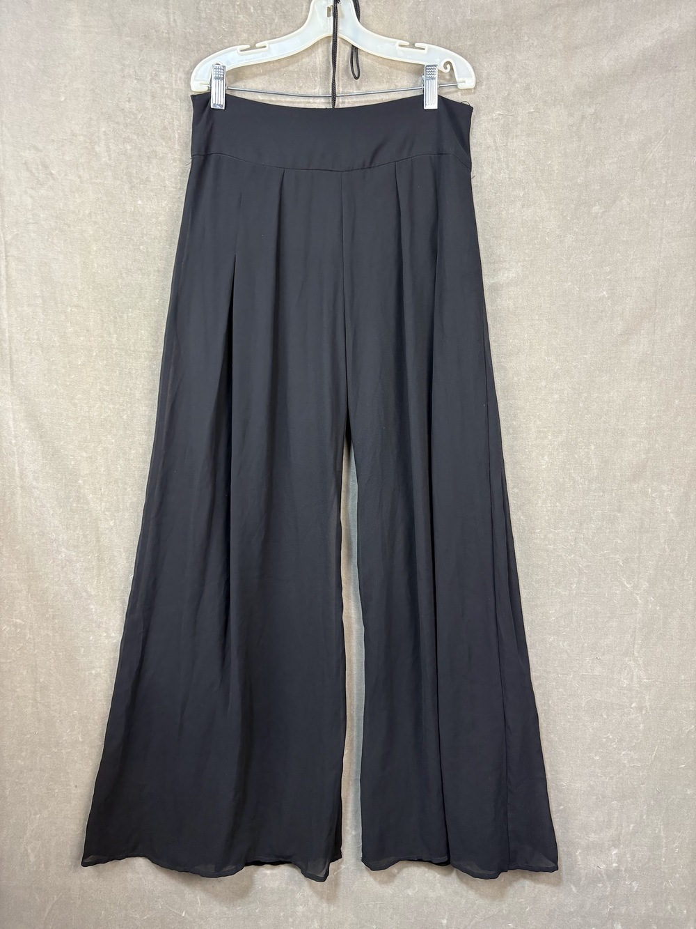 Miss Avenue Black Wide Leg Polyester Pants Medium Pre-Owned Zip Waist